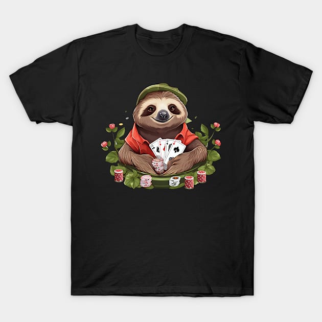 Poker Shirt | Sloth Playing Poker T-Shirt by Gawkclothing
